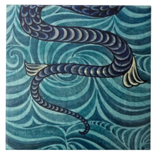 Repro Vintage Blue Seepferd De Morgan Fliesen