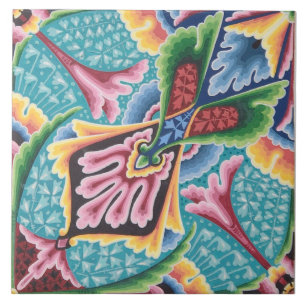 Repro Vintage Farbige Regenbogen Geometrische Blum Fliese