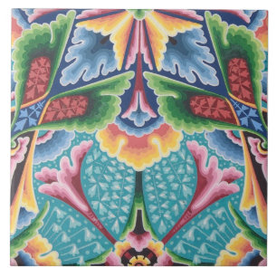 Repro Vintage Geometrisch Bunt Regenbogen Floral Fliese