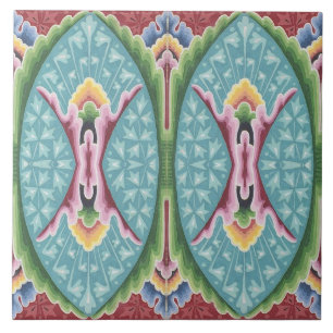 Repro Vintage Geometrisch Bunt Regenbogen Floral Fliese