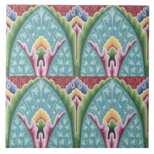 Repro Vintage Geometrisch Bunt Regenbogen Floral T Fliese