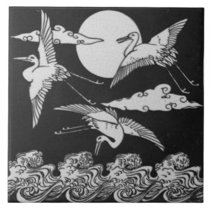 Repro Vintage Minton Schwarz-Weiß-Englische Fliese