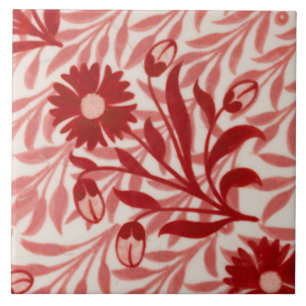 Repro Vintage rote Blume De Morgan Fliese