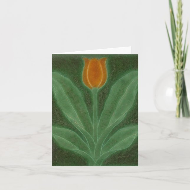 Repro Yellow Green Tulip Art Nouveau Tile Card Einladung (Vorderseite)