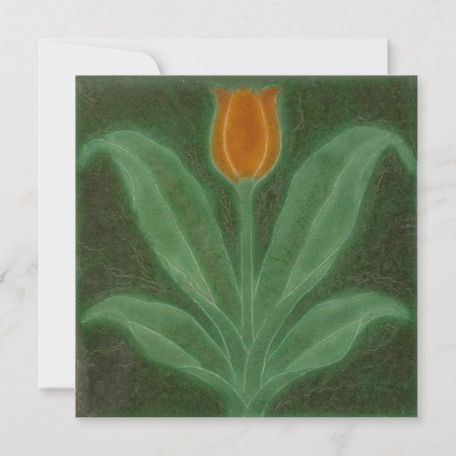 Repro Yellow Green Tulip Art Nouveau Tile Karte (Vorderseite)