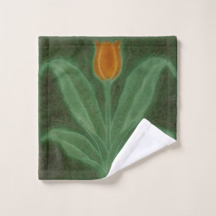 Repro Yellow Green Tulip Art Nouveau Tile Waschlappen