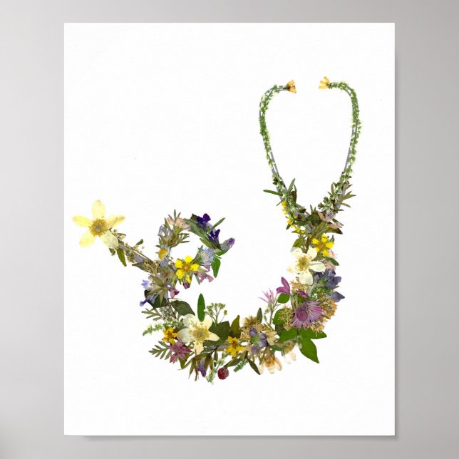 Reproduction Pressed Blume Stethoscope Nurse Poster (Vorne)