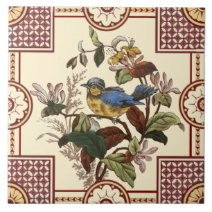 Reproduction Viktorianisch Aesthetic Bird & Blume Fliese