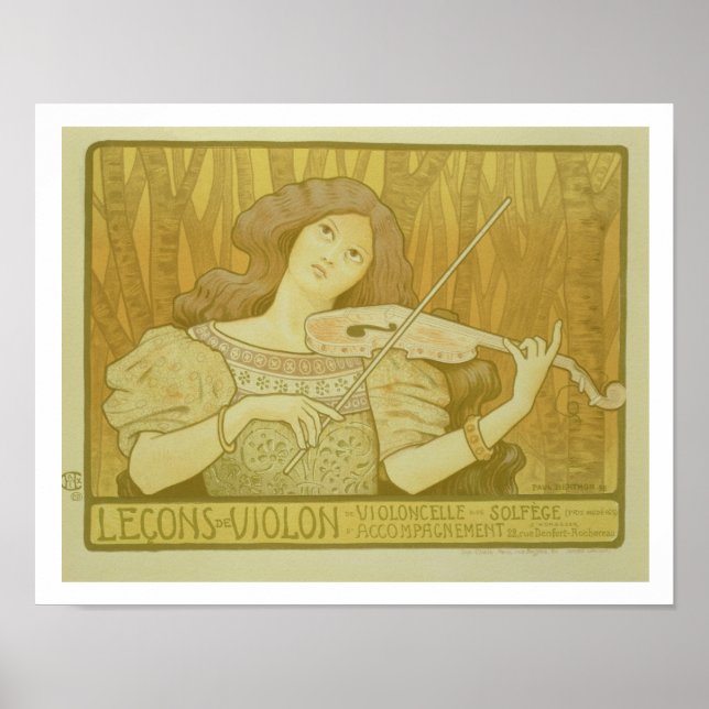 Reproduktion eines Plakates Werbung 'Violine Lesso Poster (Vorne)