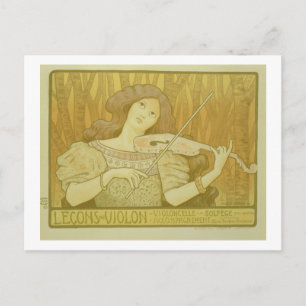 Reproduktion eines Plakates Werbung 'Violine Lesso Postkarte