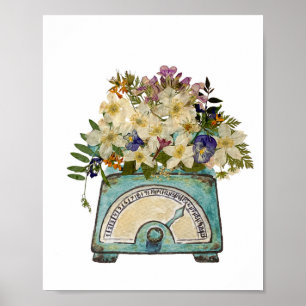 Reproduktion von Pressed-Blume auf Vintager Skala Poster