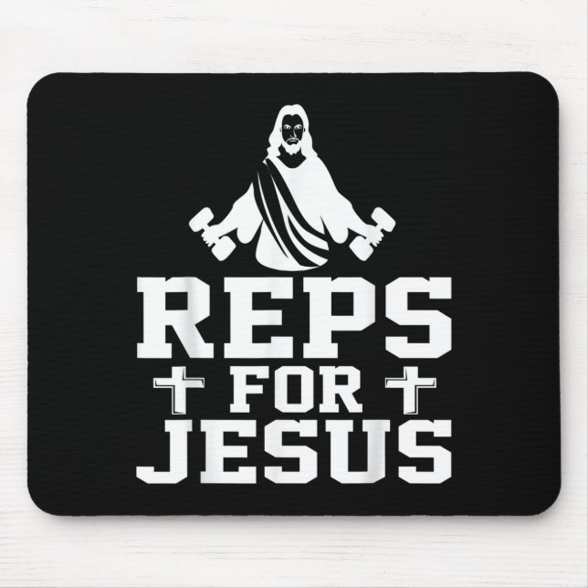 Reps For Jesus Funny Christian Gym Fitness Biceps  Mousepad (Vorne)