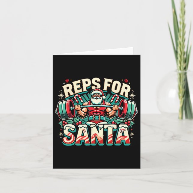 Reps for Santa - Funny Christmas Fitness Bodybuild Karte (Vorderseite)