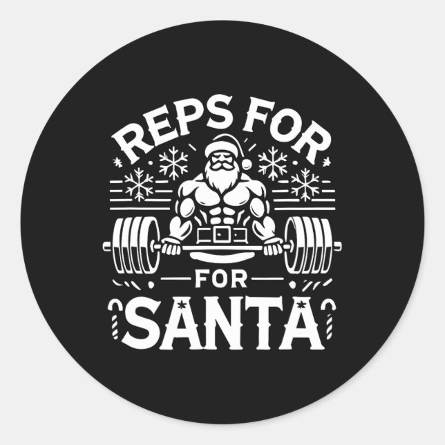 Reps For Santa – Funny Christmas Fitness Bodybuild Runder Aufkleber (Vorderseite)