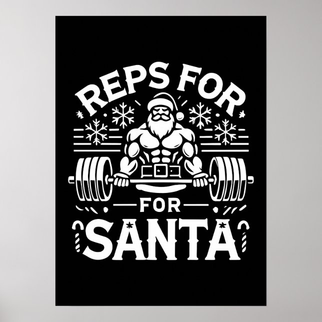 Reps for Santa - Funny Christmas Fitness Poster (Vorne)