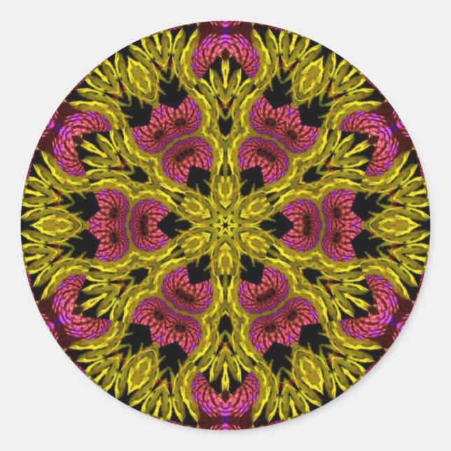 Repsycle Gold Yellow Pink Psychedelic Geometrie Runder Aufkleber (Vorderseite)