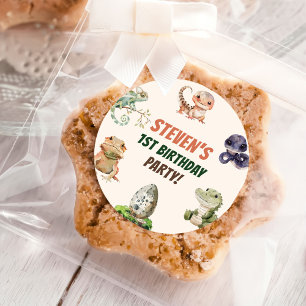 Reptil Kindergeburtstag Party Runder Aufkleber