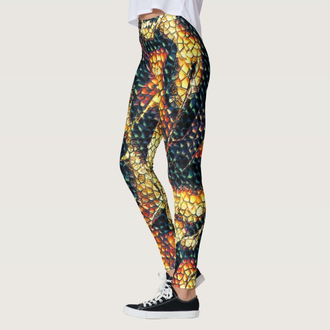 Reptil Leder mit gelblich-braunen Flecken? Leggings (Links)