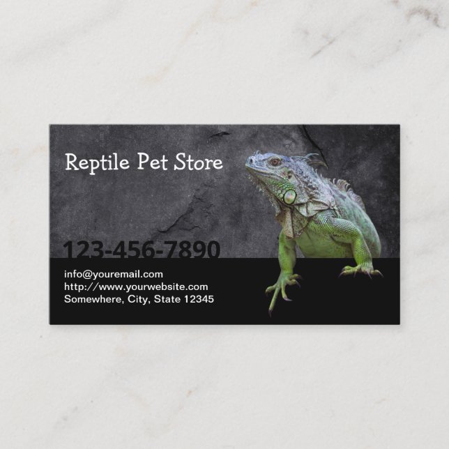 Reptil Pet Store Iguana Lizard Visitenkarte (Vorderseite)
