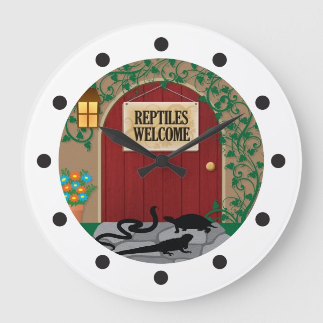 Reptil-Willkommen Große Wanduhr (Vorderseite)