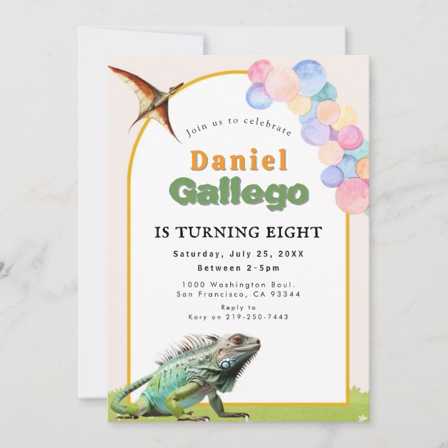 Reptile Birthday Einladung (Vorderseite)