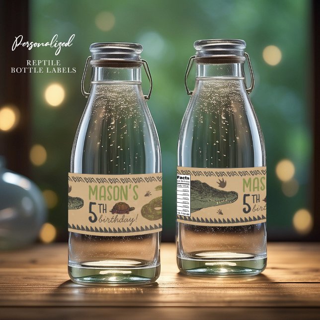 Reptile Geburtstagsparty Flaschen Labels Wasserflaschenetikett (Von Creator hochgeladen)