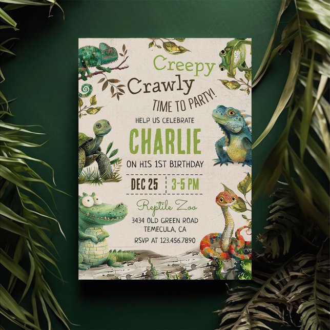 Reptile Kids 1. Geburtstag Einladung (Von Creator hochgeladen)
