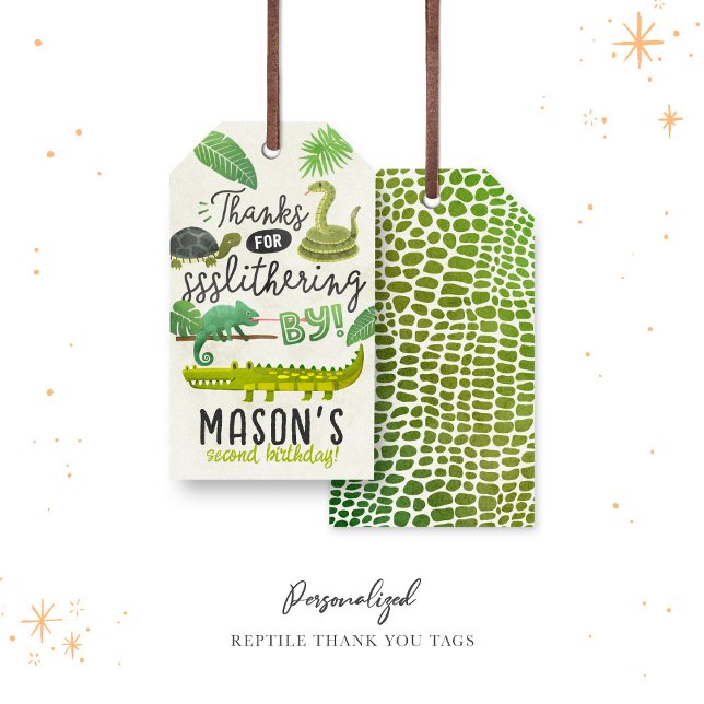 Reptile Personalisierten Geburtstag Danke Tags Geschenkanhänger (Von Creator hochgeladen)
