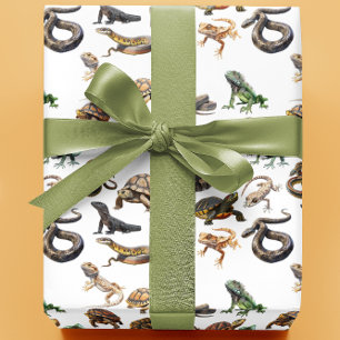 Reptile Snake Lizard Schildkröte Tiermuster Geschenkpapier