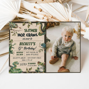 Reptile Themed Kid's Geburtstagsparty Foto Einladung