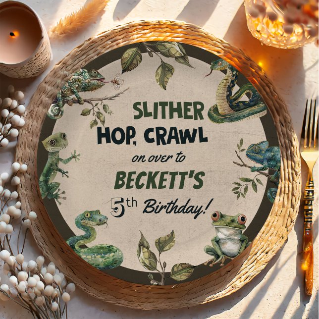 Reptile Themed Kid's Geburtstagsparty Pappteller (Von Creator hochgeladen)