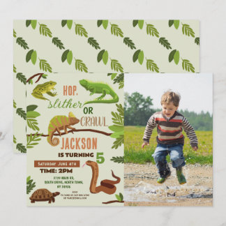 Reptiles Snake Birthday Party Foto Frogs Iguana Einladung