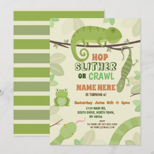 Reptiles Snake Birthday Party Lizard Snakes Iguana Einladung