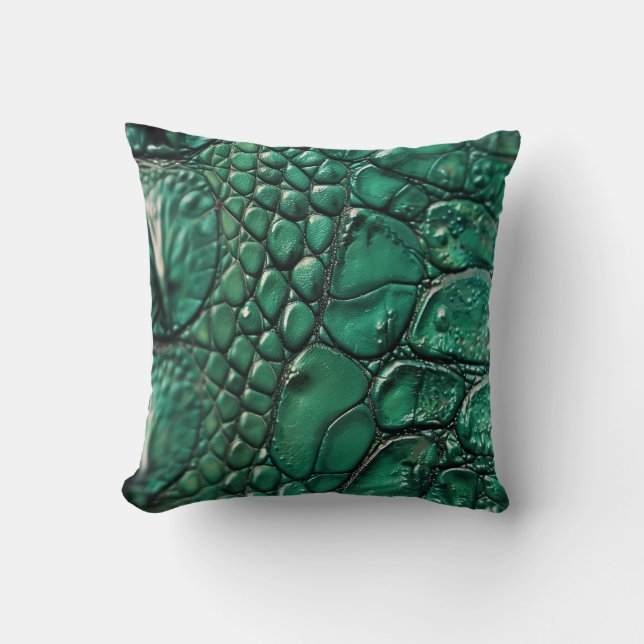 Reptilian Chic Emerald Design Kissen (Vorderseite)