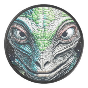 Reptilian Lizard Man Alien Extraterrestrial wird Eishockey Puck
