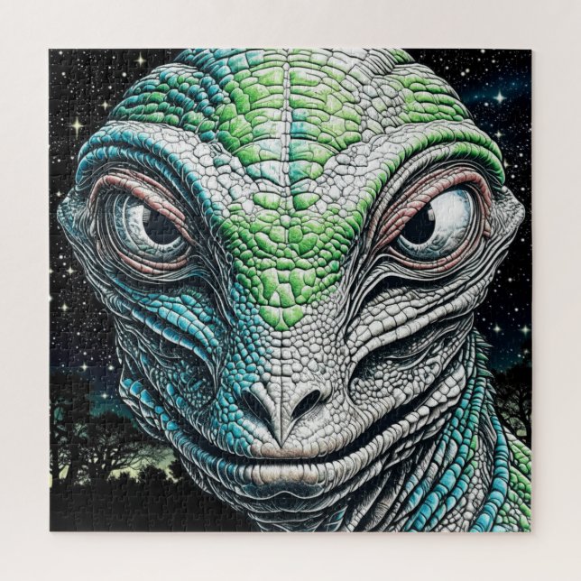 Reptilian Lizard Man Alien Extraterrestrial wird Puzzle (Vertikal)