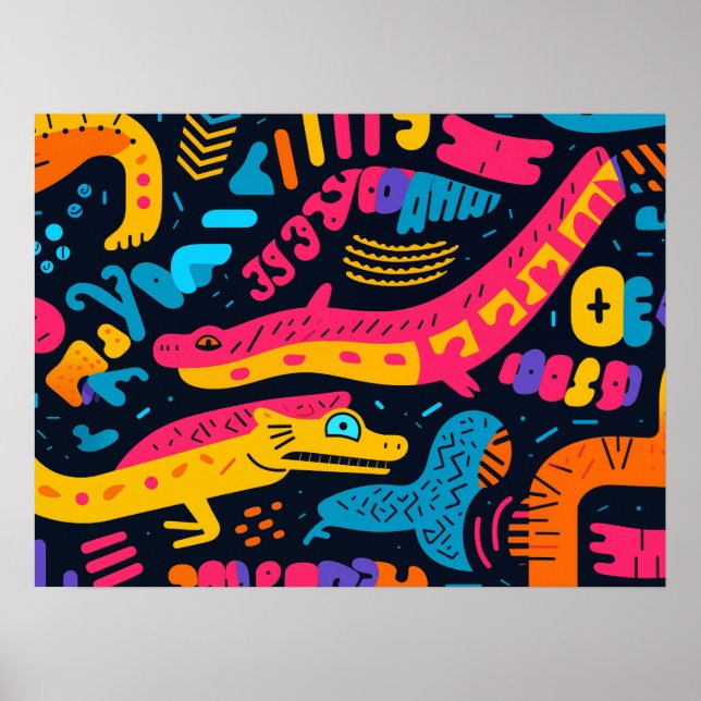 Reptilien in lebhaften Farben Poster (Vorne)