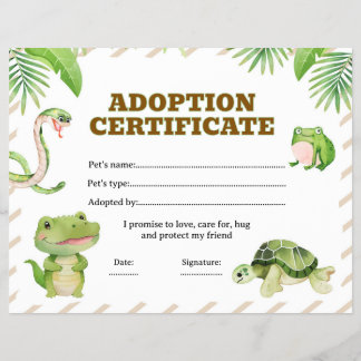 Reptilien nehmen eine editable Haustierbescheinigu Flyer