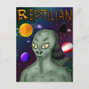 Reptilische Alien mit dem Weltraum Postkarte