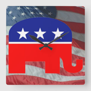republican elephant clock quadratische wanduhr