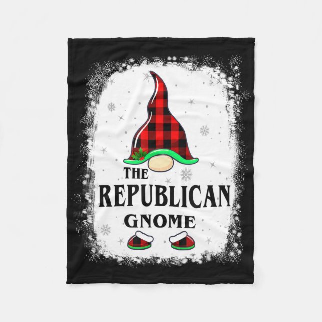 Republican Gnome Buffalo Plaid Matching Family Xma Fleecedecke (Vorderseite)