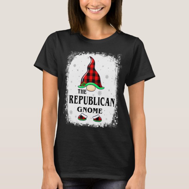 Republican Gnome Buffalo Plaid Matching Family Xma T-Shirt (Vorderseite)