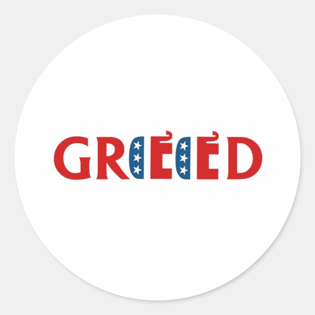 REPUBLICAN GREED RUNDER AUFKLEBER (Vorderseite)