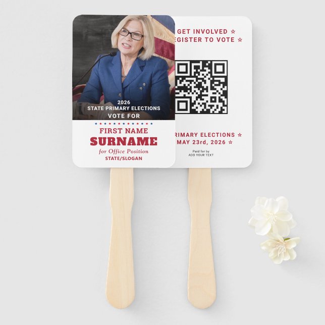 Republican Party Campaign Personalized QR & Photo Fächer (Vorne und Hinten)