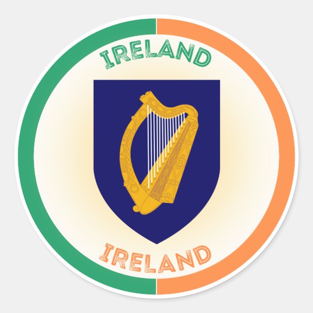 Republik Irland Coat of Arms Circle Shape Runder Aufkleber (Vorderseite)