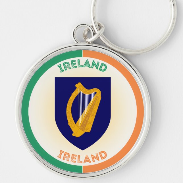 Republik Irland Coat of Arms Circle Shape Schlüsselanhänger (Vorne)