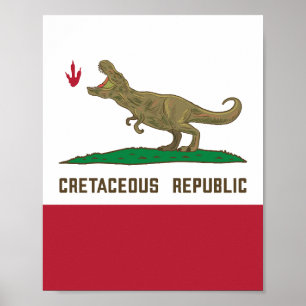 Republik Kalifornien Flag T-rex Dinosaurier Poster