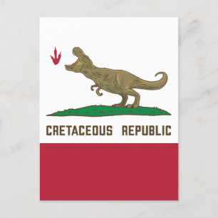 Republik Kalifornien Flag T-rex Dinosaurier Postkarte