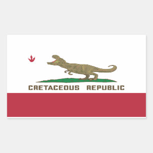 Republik Kalifornien Flag T-rex Dinosaurier Rechteckiger Aufkleber