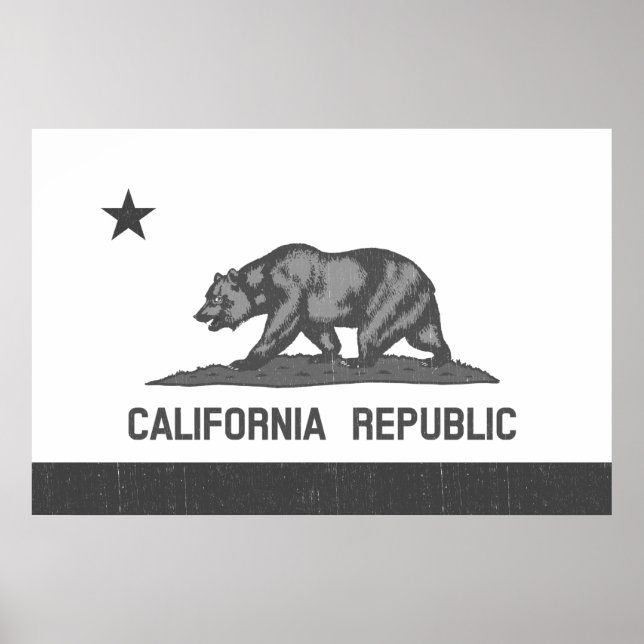 Republik Kalifornien (Schwarz) Poster (Vorne)